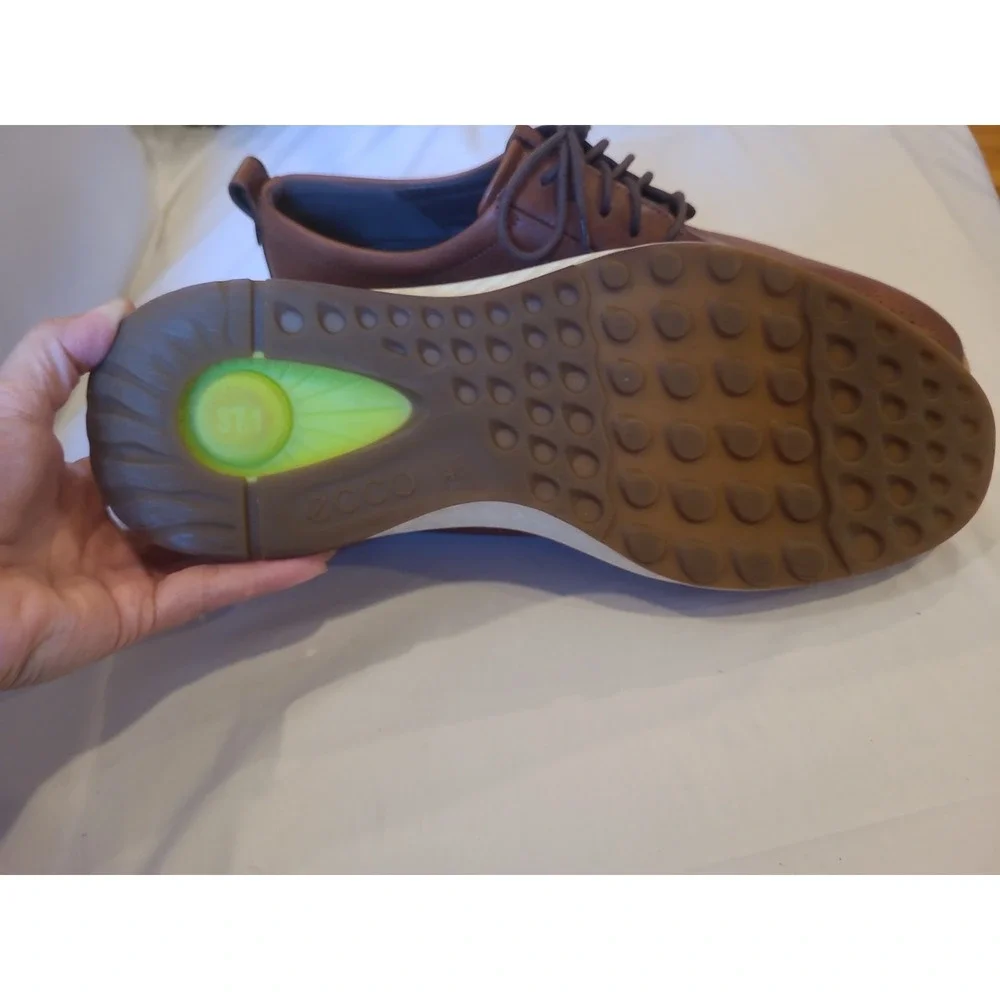 Ecco S.T.1 Men Oxfords Shoes Brown Leather Brogue Pattern For Ventilation